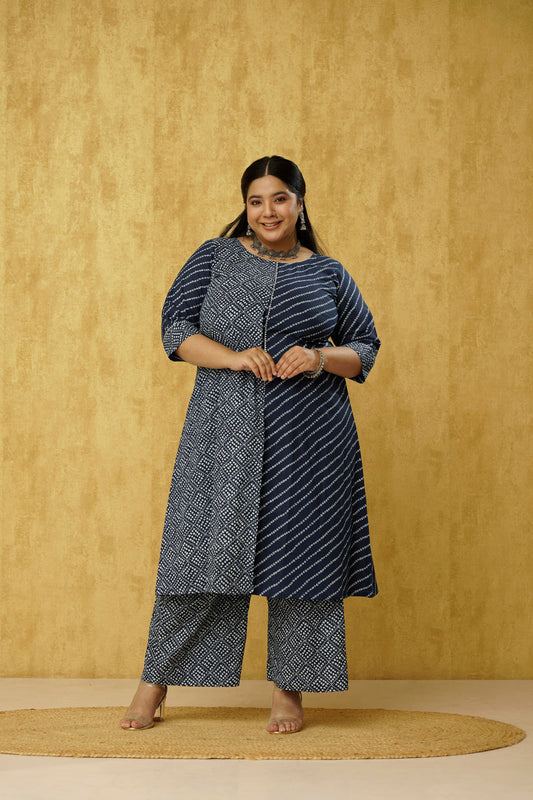 Plus size ethnic dress- Blue Kurta Pant Set