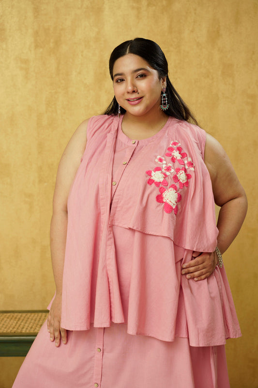 Pink malmal cotton dress - available in plus sizes for women