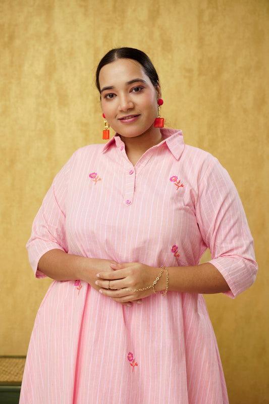 Pleasing Peachy Pink Cotton INDO-WESTERN