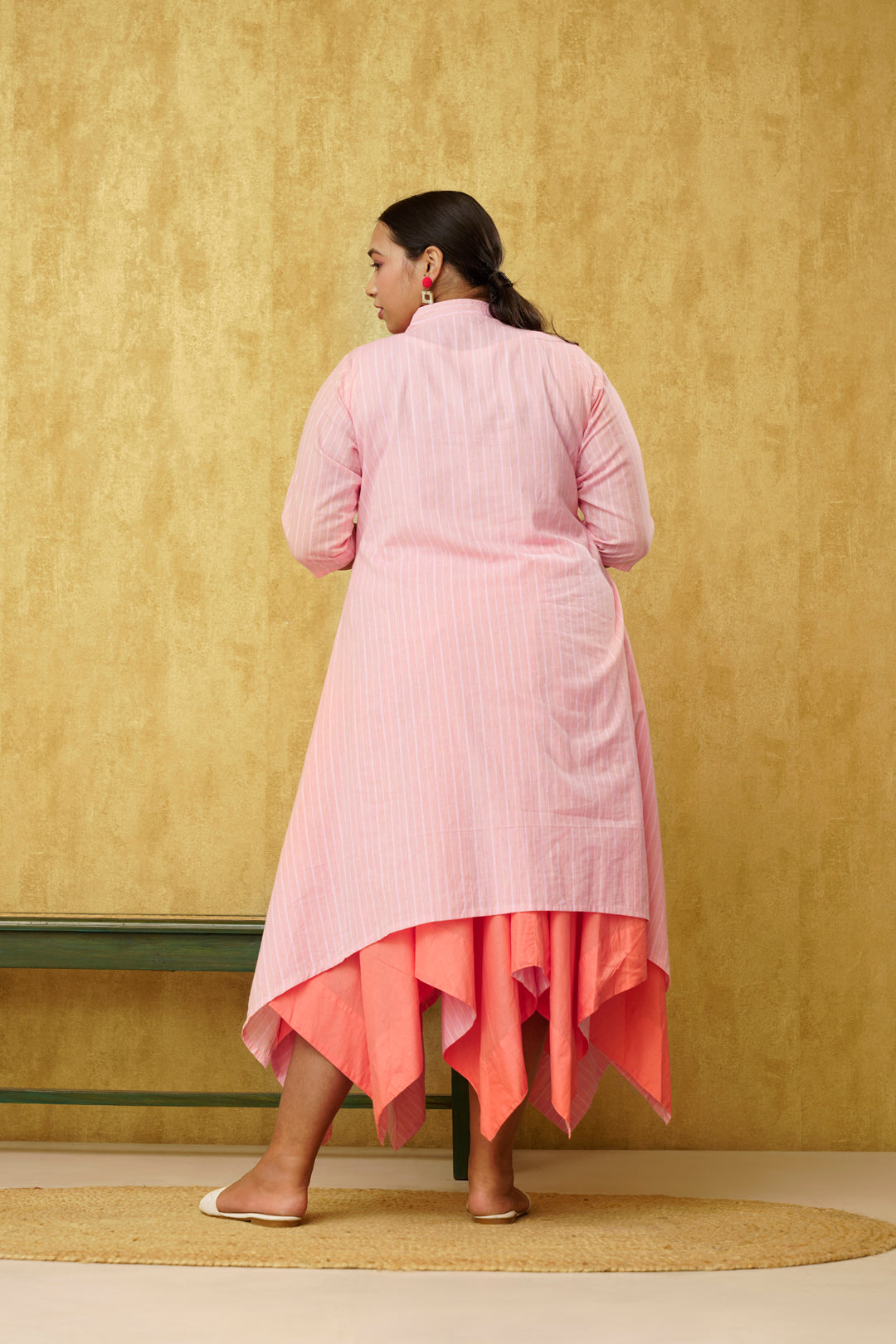 Pleasing Peachy Pink Cotton Kurtie Only