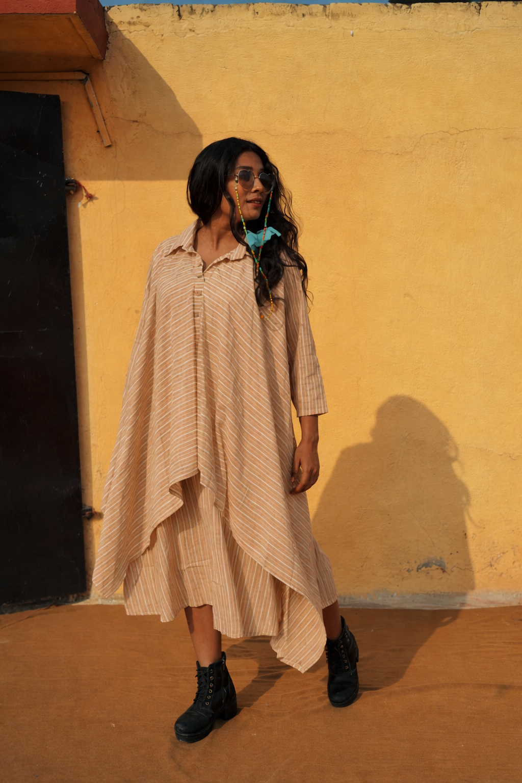 Pastel Striped A-Line Layered Dress