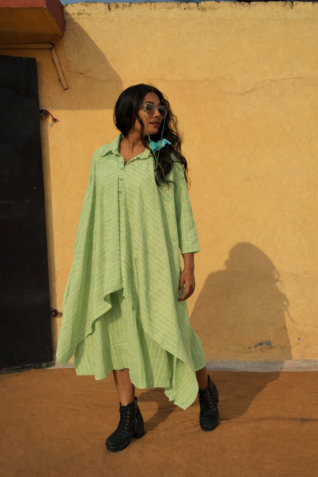 Pastel Striped A-Line Layered Dress