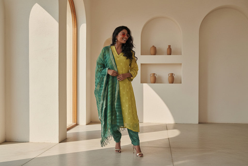 Elegant Yellow Green kurta sets
