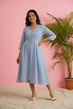 Women’s  Micro-Check Pleated Midi Dress
