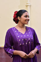 Women's Deep Purple Silk Kurta Set