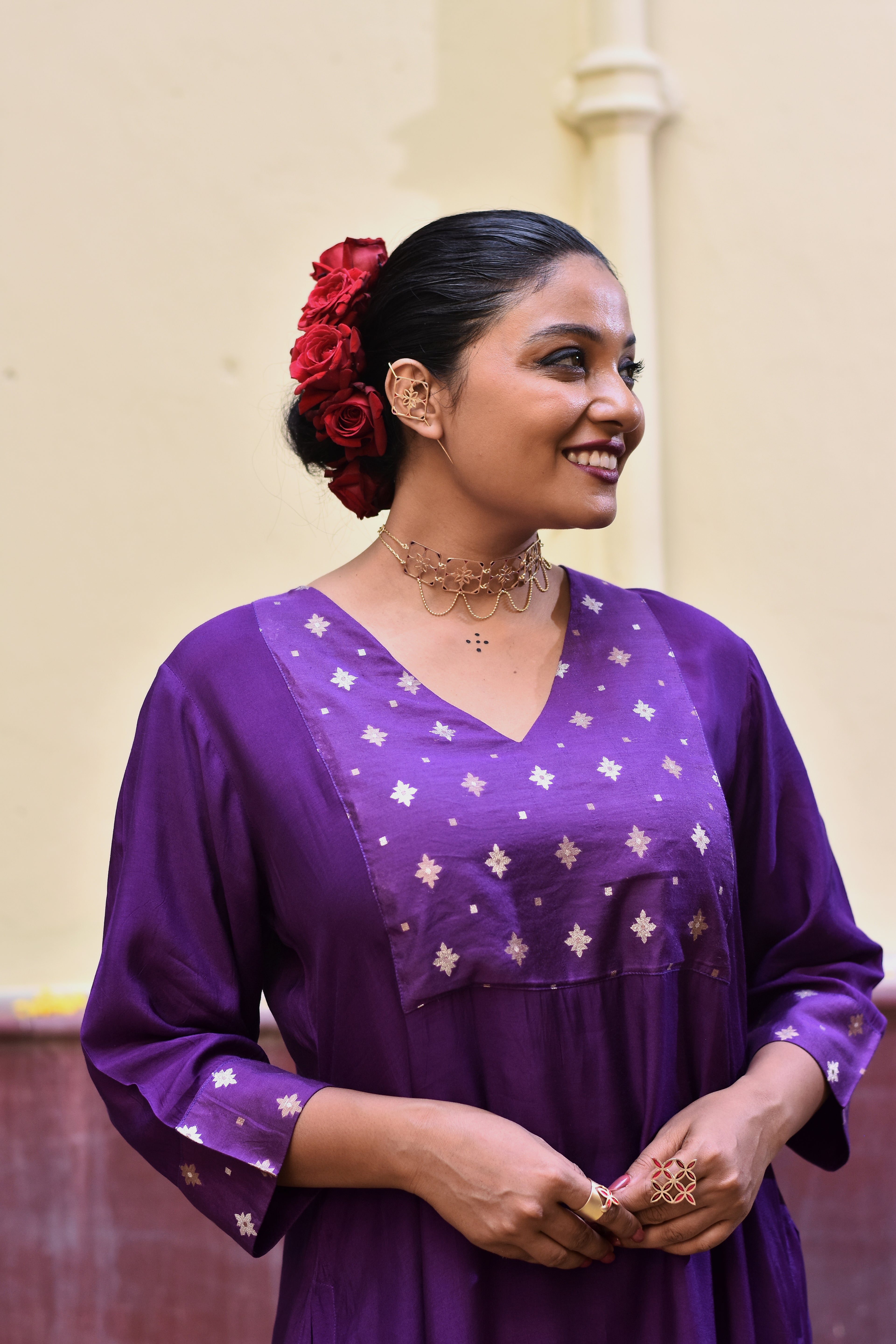 Women's Deep Purple Silk Kurta Set