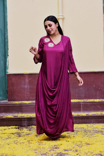 Drape in Magenta : Flore Length Gown