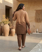 Traditional Ombre Dyed Cotton-Muslin Co-ord Set | High-Low Smart Set