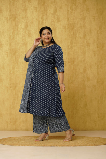 Blue plus size dress ethnic style