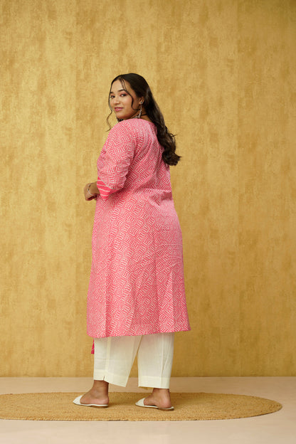 Body positive pink kurta pant for women