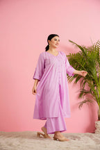 Lavender Dobby Soft Cotton Button-Down Co-ord Set