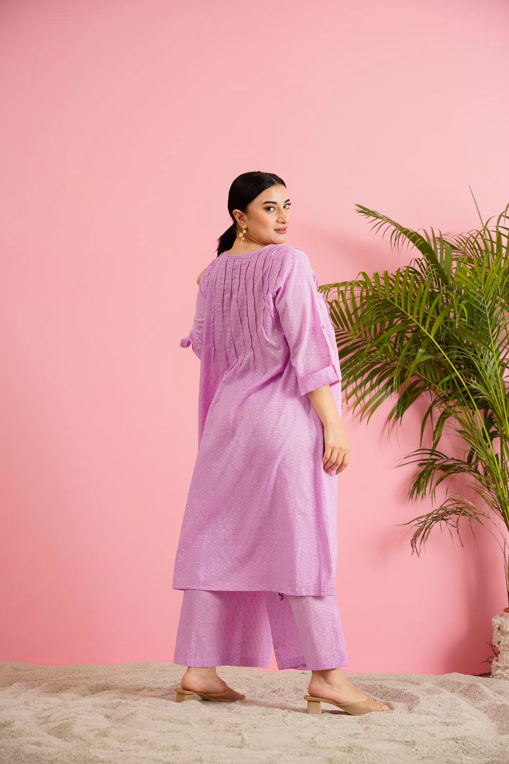 Lavender Dobby Soft Cotton Button-Down Co-ord Set