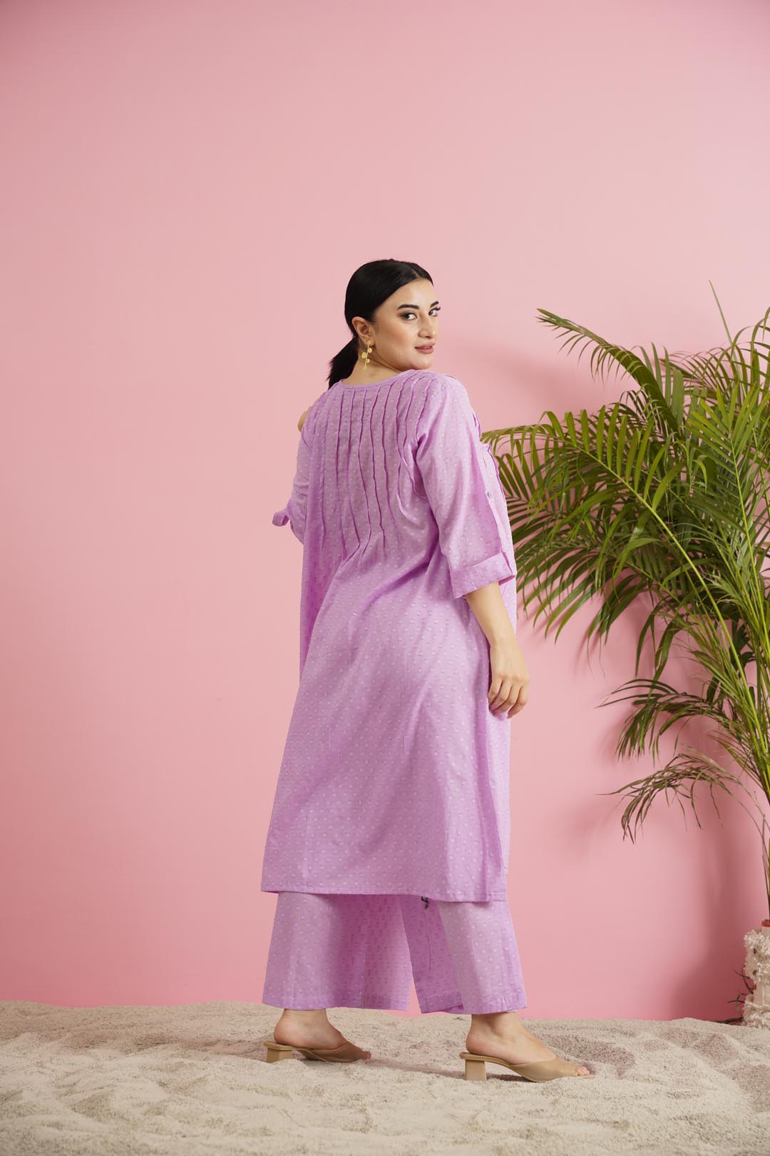 Lavender Dobby Soft Cotton Button-Down Co-ord Set