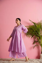 Lavender Dobby Soft Cotton Button-Down Co-ord Set