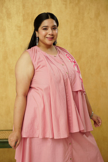 Pink cotton dress - available in XL to 10XL sizes