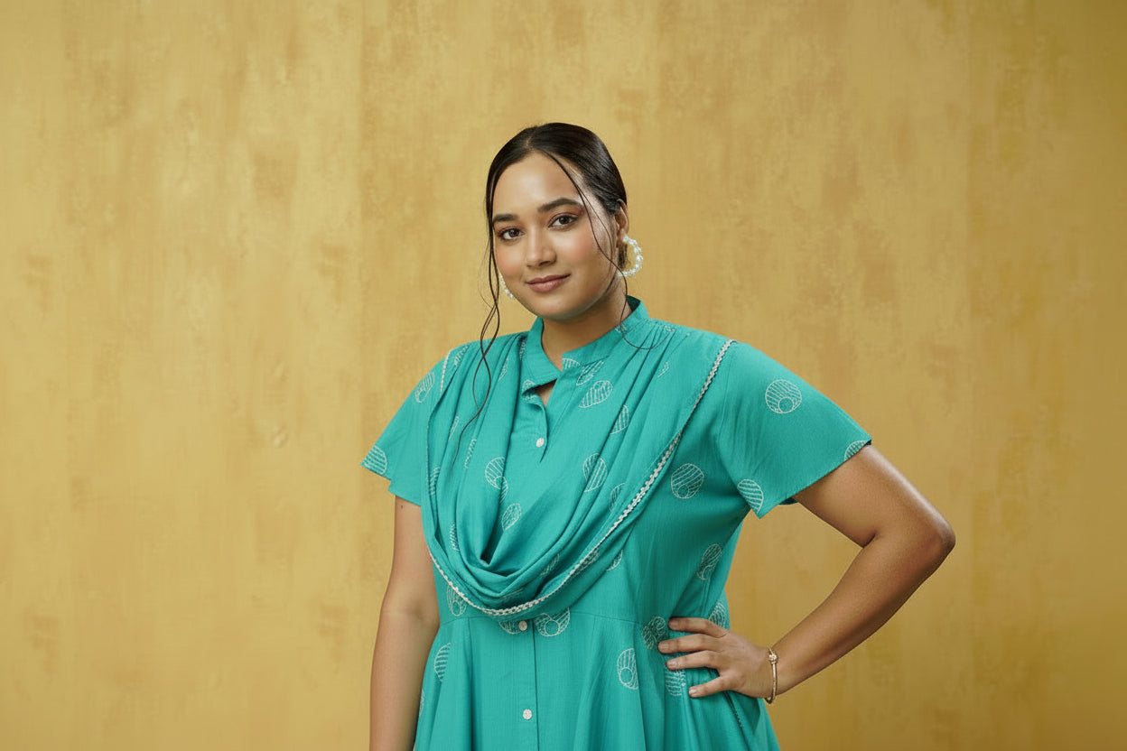 Blue cotton dress - best plus size dress for women