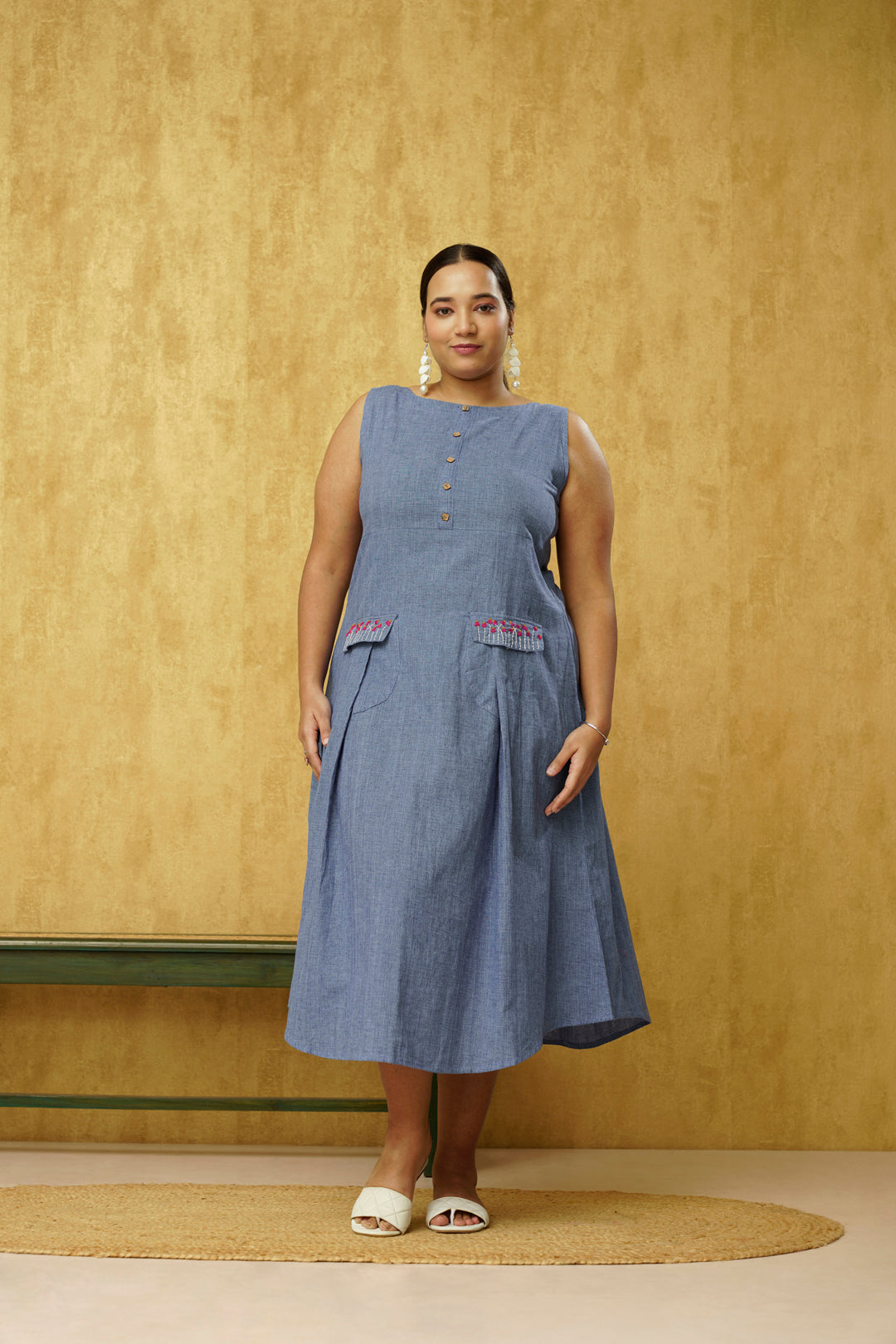 Casual plus size dress for women - blue colored XL to 10XL Sizes