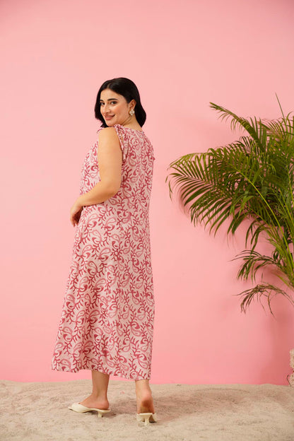 Radiant Pink Cotton Maxi Dress