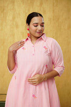 Pleasing Peachy Pink Cotton Kurtie Only