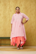 Pleasing Peachy Pink Cotton Kurtie Only