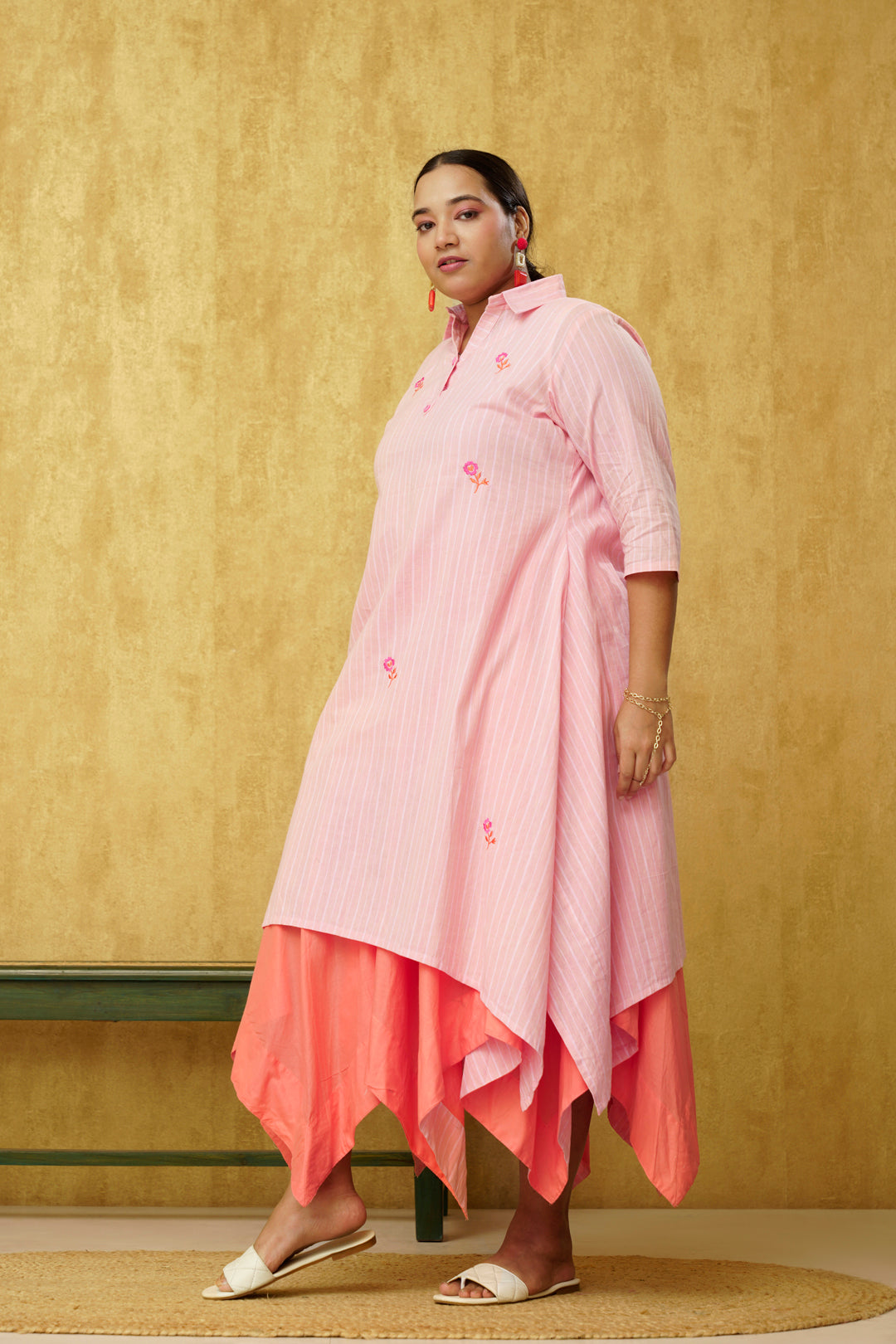 Pleasing Peachy Pink Cotton Kurtie Only