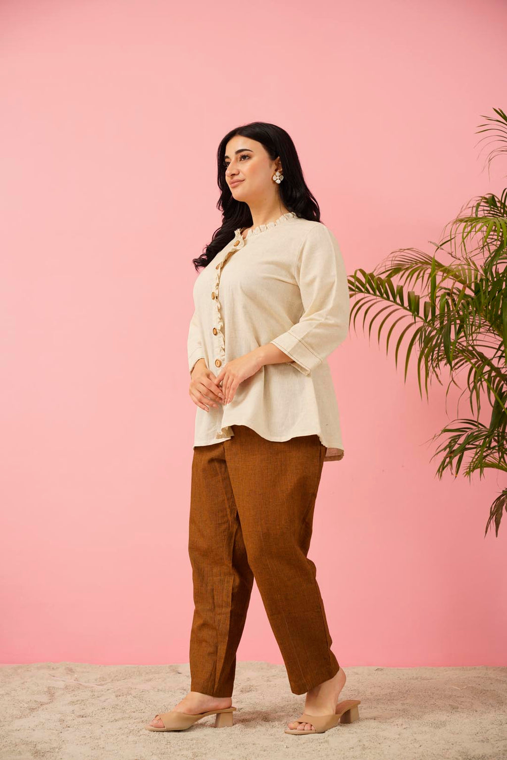 Artisanal Ruffle Cotton Co-ord Set for Women | Plus Size Premium Wear