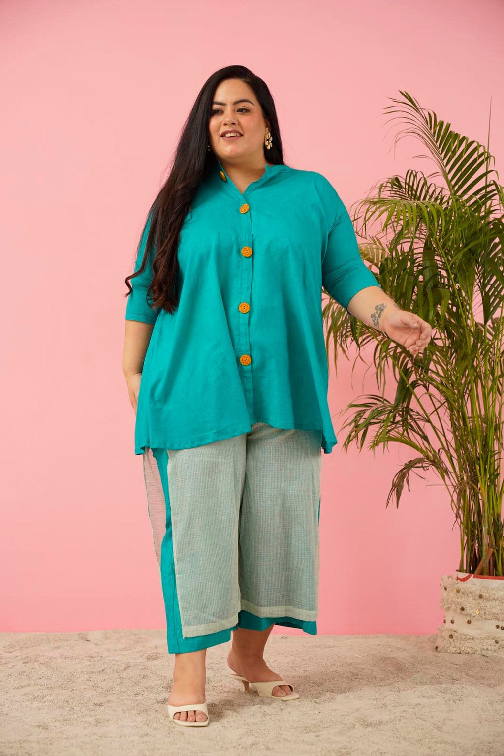 Teal Blue Premium Cotton Co-ord Set for Women | Sizes L to 10XL