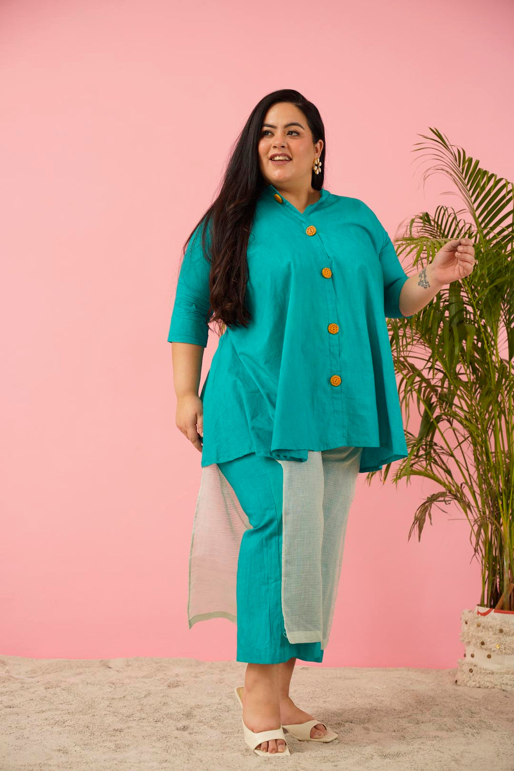 Teal Blue Premium Cotton Co-ord Set for Women | Sizes L to 10XL