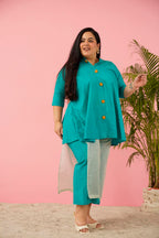 Teal Blue Premium Cotton Co-ord Set for Women | Sizes L to 10XL