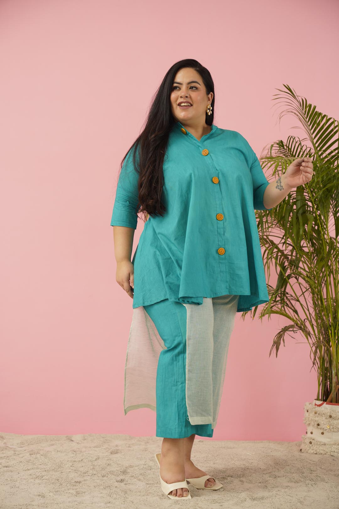 Teal Blue Premium Cotton Co-ord Set for Women | Sizes L to 10XL