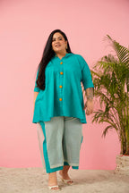 Teal Blue Premium Cotton Co-ord Set for Women | Sizes L to 10XL