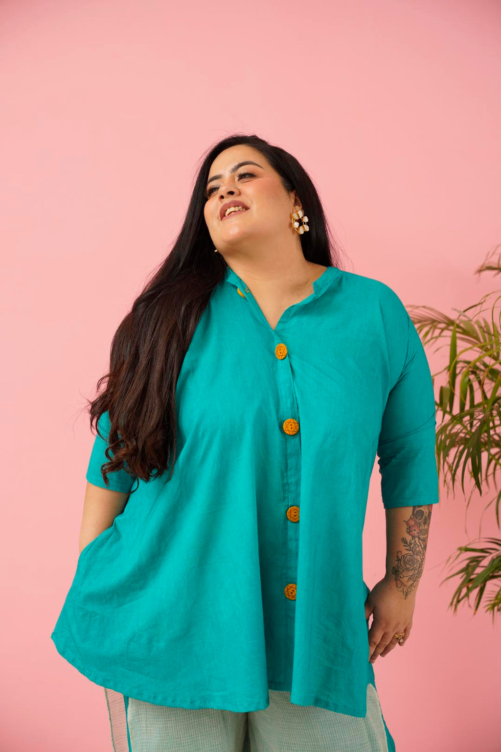 Teal Blue Premium Cotton Co-ord Set for Women | Sizes L to 10XL