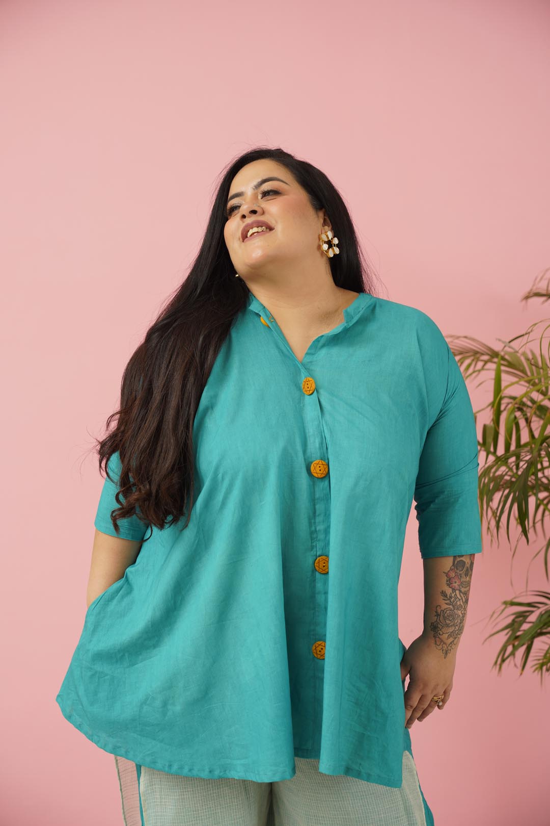 Teal Blue Premium Cotton Co-ord Set for Women | Sizes L to 10XL