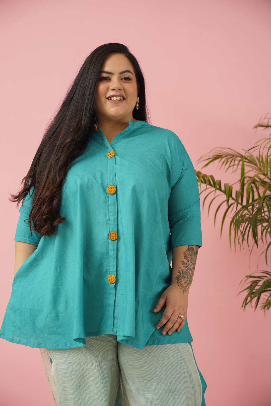 Teal Blue Premium Cotton Co-ord Set for Women | Sizes L to 10XL