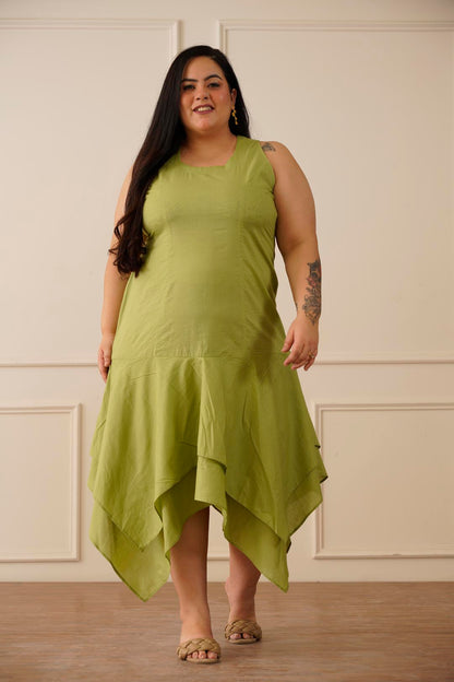 Asymmetric Style Mint Green Dress